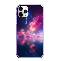 Чехол iPhone 11 Pro матовый Space and islands, цвет: 3D-светло-сиреневый