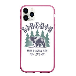 Чехол iPhone 11 Pro матовый Сибирь - из России с любовью, цвет: 3D-малиновый