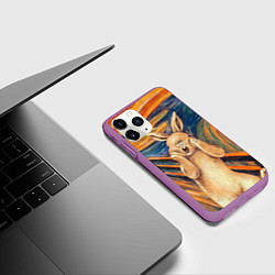 Чехол iPhone 11 Pro матовый Картина Крик - кролик, цвет: 3D-фиолетовый — фото 2