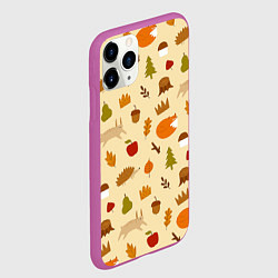 Чехол iPhone 11 Pro матовый Паттерн - осень, цвет: 3D-фиолетовый — фото 2