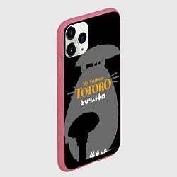 Чехол iPhone 11 Pro матовый Сосед - Тоторо, цвет: 3D-малиновый — фото 2