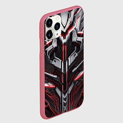 Чехол iPhone 11 Pro матовый Красная кибер броня, цвет: 3D-малиновый — фото 2
