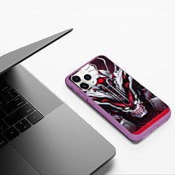 Чехол iPhone 11 Pro матовый Красный кибер демон, цвет: 3D-фиолетовый — фото 2