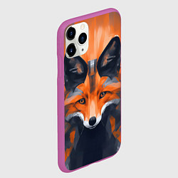 Чехол iPhone 11 Pro матовый Нарисованная огненная лиса, цвет: 3D-фиолетовый — фото 2