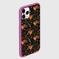 Чехол iPhone 11 Pro матовый Лисы и цветы, цвет: 3D-фиолетовый — фото 2