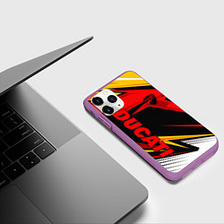 Чехол iPhone 11 Pro матовый Ducati - red uniform, цвет: 3D-фиолетовый — фото 2