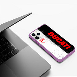 Чехол iPhone 11 Pro матовый Ducati - двоичный, цвет: 3D-фиолетовый — фото 2