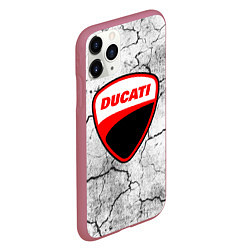 Чехол iPhone 11 Pro матовый Ducati - потресканная земля, цвет: 3D-малиновый — фото 2