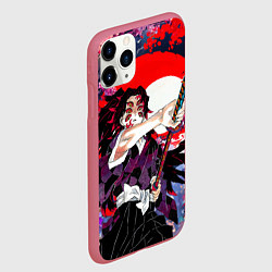 Чехол iPhone 11 Pro матовый Кокушибо первая луна - Клинок рассекающий демонов, цвет: 3D-малиновый — фото 2