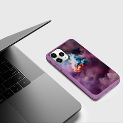 Чехол iPhone 11 Pro матовый Разноцветный клуб дыма, цвет: 3D-фиолетовый — фото 2