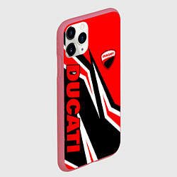 Чехол iPhone 11 Pro матовый Ducati- red stripes, цвет: 3D-малиновый — фото 2