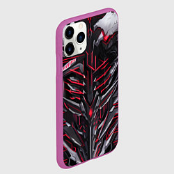 Чехол iPhone 11 Pro матовый Красная кибер броня, цвет: 3D-фиолетовый — фото 2