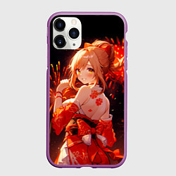 Чехол iPhone 11 Pro матовый Ёимия - фейервеки, цвет: 3D-фиолетовый