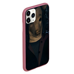 Чехол iPhone 11 Pro матовый Пила 10 маска свиньи, цвет: 3D-малиновый — фото 2