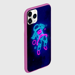 Чехол iPhone 11 Pro матовый Космонавт - неон, цвет: 3D-фиолетовый — фото 2