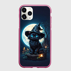Чехол iPhone 11 Pro матовый Кот ведьмы - Хэллоуин, цвет: 3D-малиновый