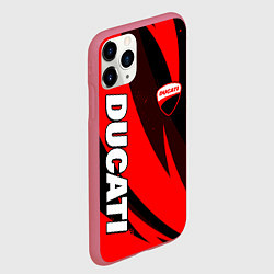 Чехол iPhone 11 Pro матовый Ducati - красные волны, цвет: 3D-малиновый — фото 2