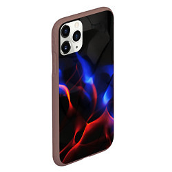 Чехол iPhone 11 Pro матовый Красное и синие свечение от черных плит, цвет: 3D-коричневый — фото 2