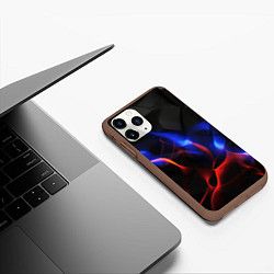 Чехол iPhone 11 Pro матовый Красное и синие свечение от черных плит, цвет: 3D-коричневый — фото 2