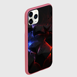 Чехол iPhone 11 Pro матовый Объемные черные плиты, цвет: 3D-малиновый — фото 2