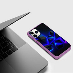 Чехол iPhone 11 Pro матовый Разлом плит из неона, цвет: 3D-фиолетовый — фото 2
