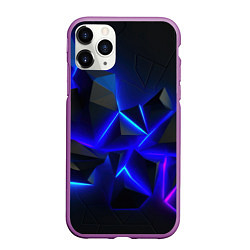 Чехол iPhone 11 Pro матовый Разлом плит из неона, цвет: 3D-фиолетовый