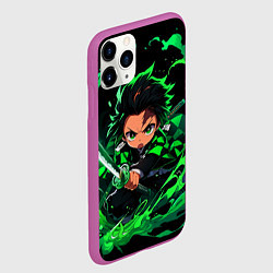 Чехол iPhone 11 Pro матовый Танджиро Комадо - чибби арт, цвет: 3D-фиолетовый — фото 2