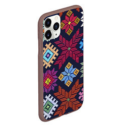 Чехол iPhone 11 Pro матовый Орнамент удмуртский, цвет: 3D-коричневый — фото 2