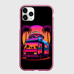 Чехол iPhone 11 Pro матовый Синтвейв Бургер Ван, цвет: 3D-малиновый