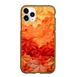 Чехол iPhone 11 Pro матовый Текстура упавших осенних листьев, цвет: 3D-коричневый