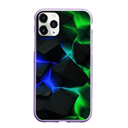 Чехол iPhone 11 Pro матовый Синие и зеленые плиты, цвет: 3D-светло-сиреневый