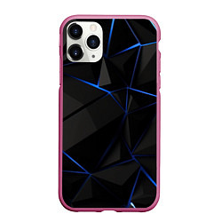 Чехол iPhone 11 Pro матовый Black blue style, цвет: 3D-малиновый