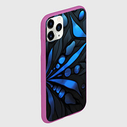 Чехол iPhone 11 Pro матовый Black blue elements, цвет: 3D-фиолетовый — фото 2