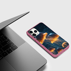 Чехол iPhone 11 Pro матовый Люминисцентные медузы, цвет: 3D-малиновый — фото 2