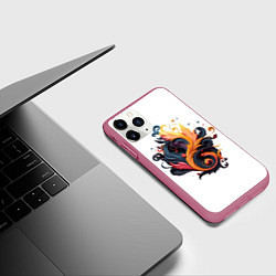 Чехол iPhone 11 Pro матовый Пламя феникса, цвет: 3D-малиновый — фото 2