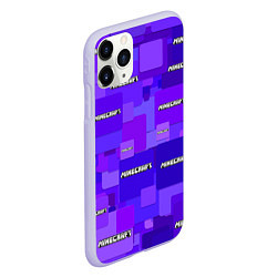 Чехол iPhone 11 Pro матовый Minecraft pattern logo, цвет: 3D-светло-сиреневый — фото 2
