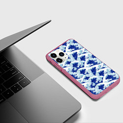 Чехол iPhone 11 Pro матовый Кацусика Хокусай паттерн, цвет: 3D-малиновый — фото 2