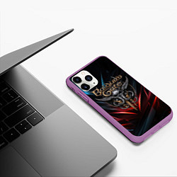 Чехол iPhone 11 Pro матовый Baldurs Gate 3 dark logo, цвет: 3D-фиолетовый — фото 2