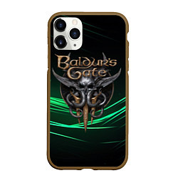 Чехол iPhone 11 Pro матовый Baldurs Gate 3 dark green, цвет: 3D-коричневый