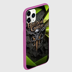 Чехол iPhone 11 Pro матовый Baldurs Gate 3 logo green abstract, цвет: 3D-фиолетовый — фото 2