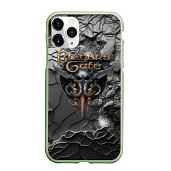 Чехол iPhone 11 Pro матовый Baldurs Gate 3 logo dark, цвет: 3D-салатовый