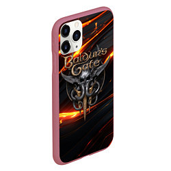 Чехол iPhone 11 Pro матовый Baldurs Gate 3 logo gold, цвет: 3D-малиновый — фото 2