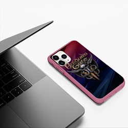 Чехол iPhone 11 Pro матовый Baldurs Gate 3 logo geometry, цвет: 3D-малиновый — фото 2