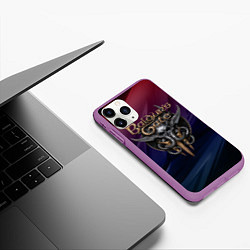 Чехол iPhone 11 Pro матовый Baldurs Gate 3 logo geometry, цвет: 3D-фиолетовый — фото 2