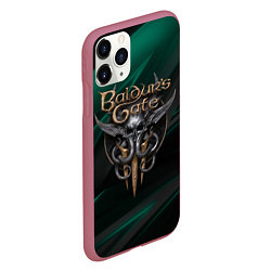 Чехол iPhone 11 Pro матовый Baldurs Gate 3 logo green geometry, цвет: 3D-малиновый — фото 2