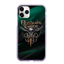 Чехол iPhone 11 Pro матовый Baldurs Gate 3 logo green geometry, цвет: 3D-светло-сиреневый