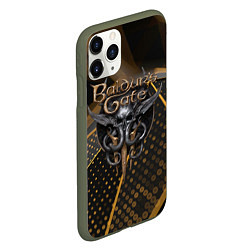 Чехол iPhone 11 Pro матовый Baldurs Gate 3 logo dark gold geometry, цвет: 3D-темно-зеленый — фото 2