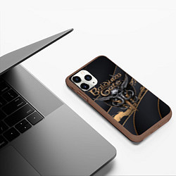 Чехол iPhone 11 Pro матовый Baldurs Gate 3 logo dark logo, цвет: 3D-коричневый — фото 2