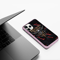 Чехол iPhone 11 Pro матовый Baldurs Gate 3 logo dark red, цвет: 3D-розовый — фото 2