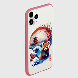 Чехол iPhone 11 Pro матовый Красная панда на охоте, цвет: 3D-малиновый — фото 2